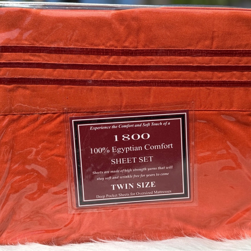 New twin size bed sheet set,3PCS,Deep pocket, orange color Egyptian Comfort